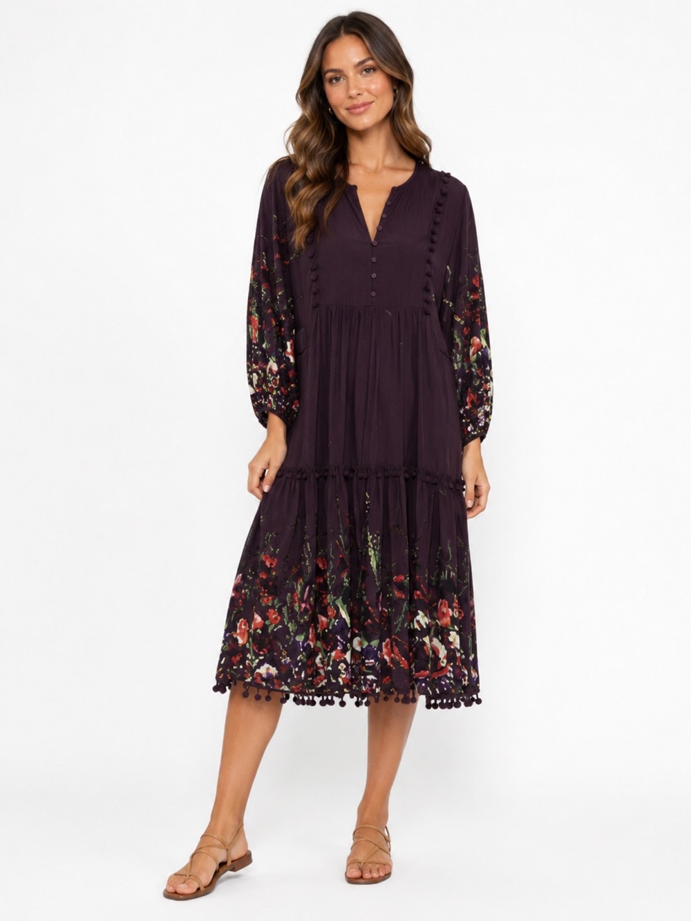 Floral Boho Dress in Purple